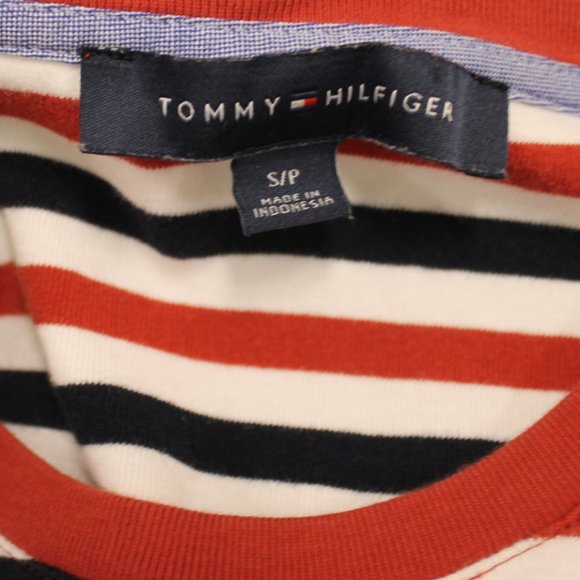 TOMMY HILFIGER Red, Black & White Bodycon Dress Size Small T-Shirt Style Striped - Picture 10 of 10